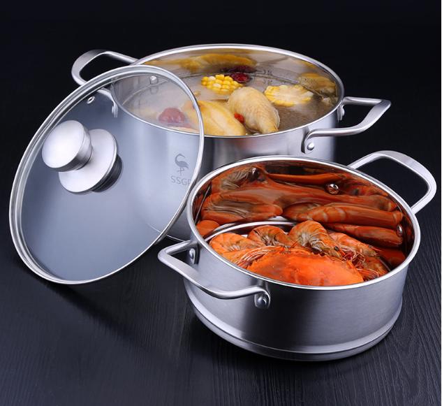 Bộ nồi hấp kèm xửng hấp inox 304 nắp thủy tinh - ssgp - 20x26cm 1455g
