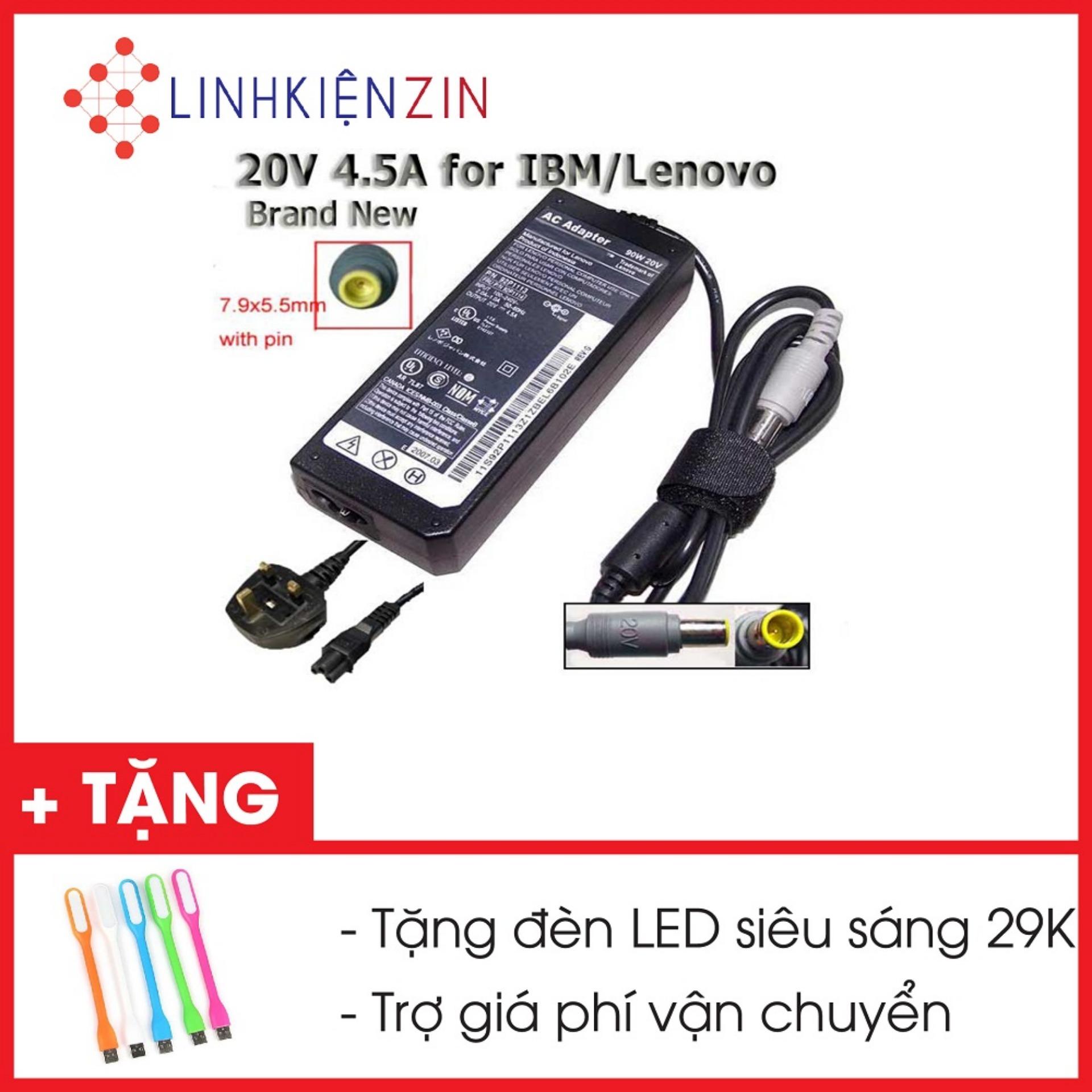 Sạc laptop lenovo thinkpad t400 t400s t410 t410s 20v 4.5a tặng đèn led usb