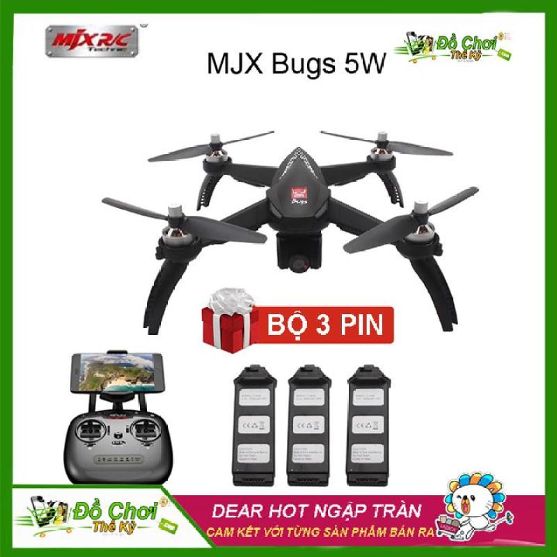( Bộ Sản Phẩm 3 Pin ) Máy bay flycam MJX bugs 5W – GPS, follow me , truyền hình ảnh về điện thoại, camera chỉnh góc xoay 90 độ