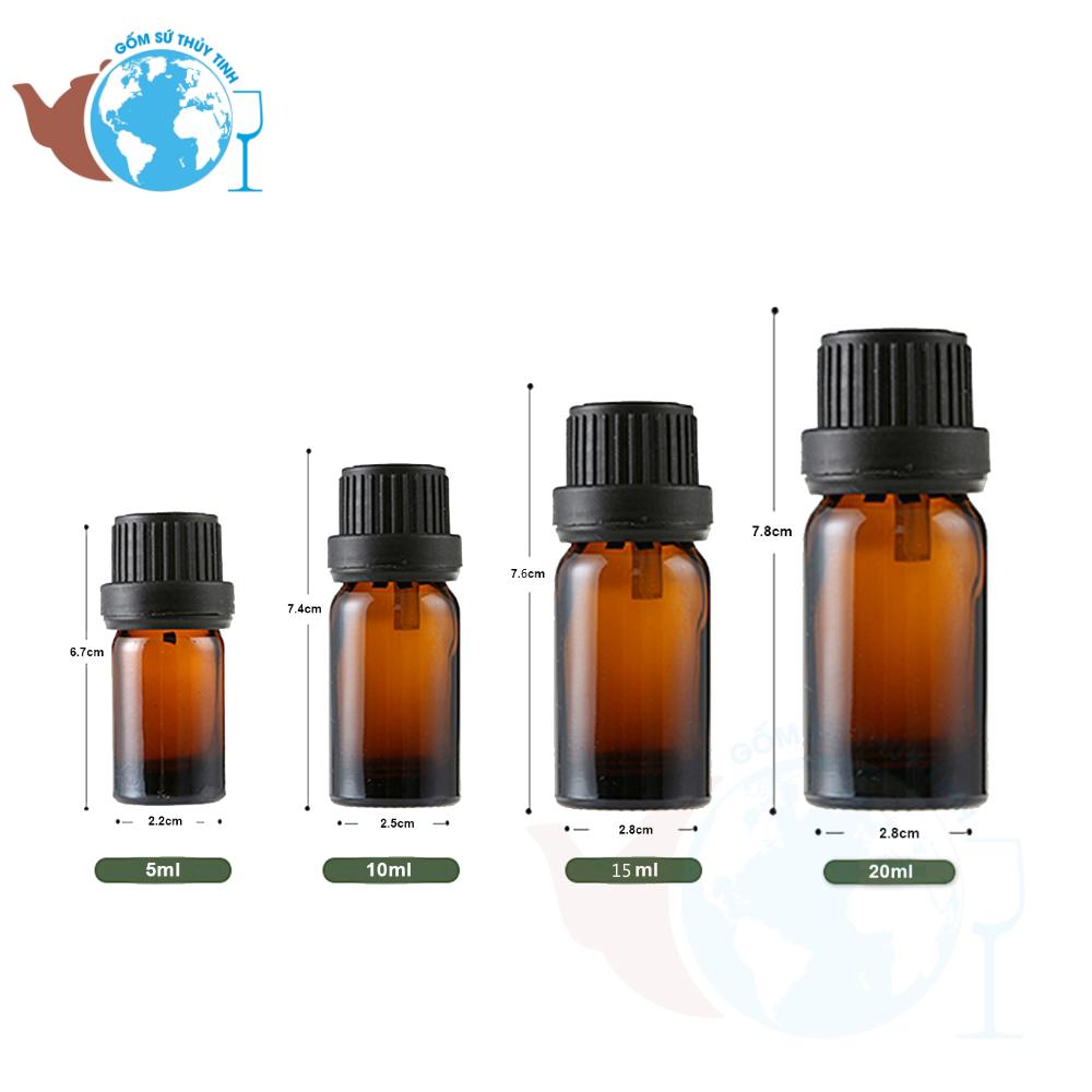 Combo 10 chai lọ thuỷ tinh tinh dầu nắp nhỏ giọt 10 ml