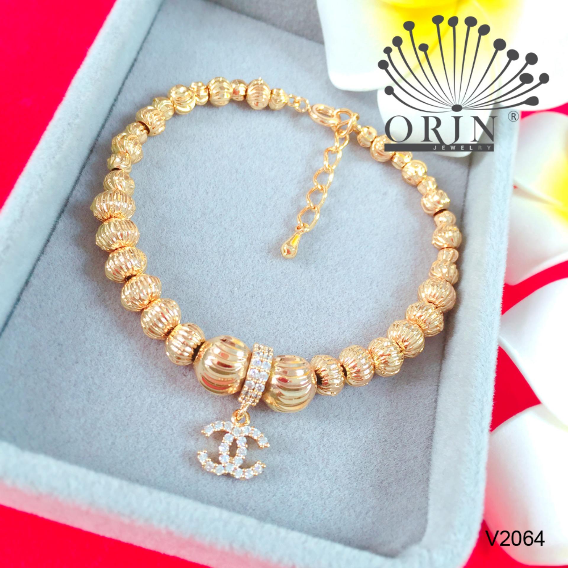 Vòng tay nữ thời trang dạng lắc bi cao cấp đính charm chữ x thiết kế Orin V2064 - Long Tien
