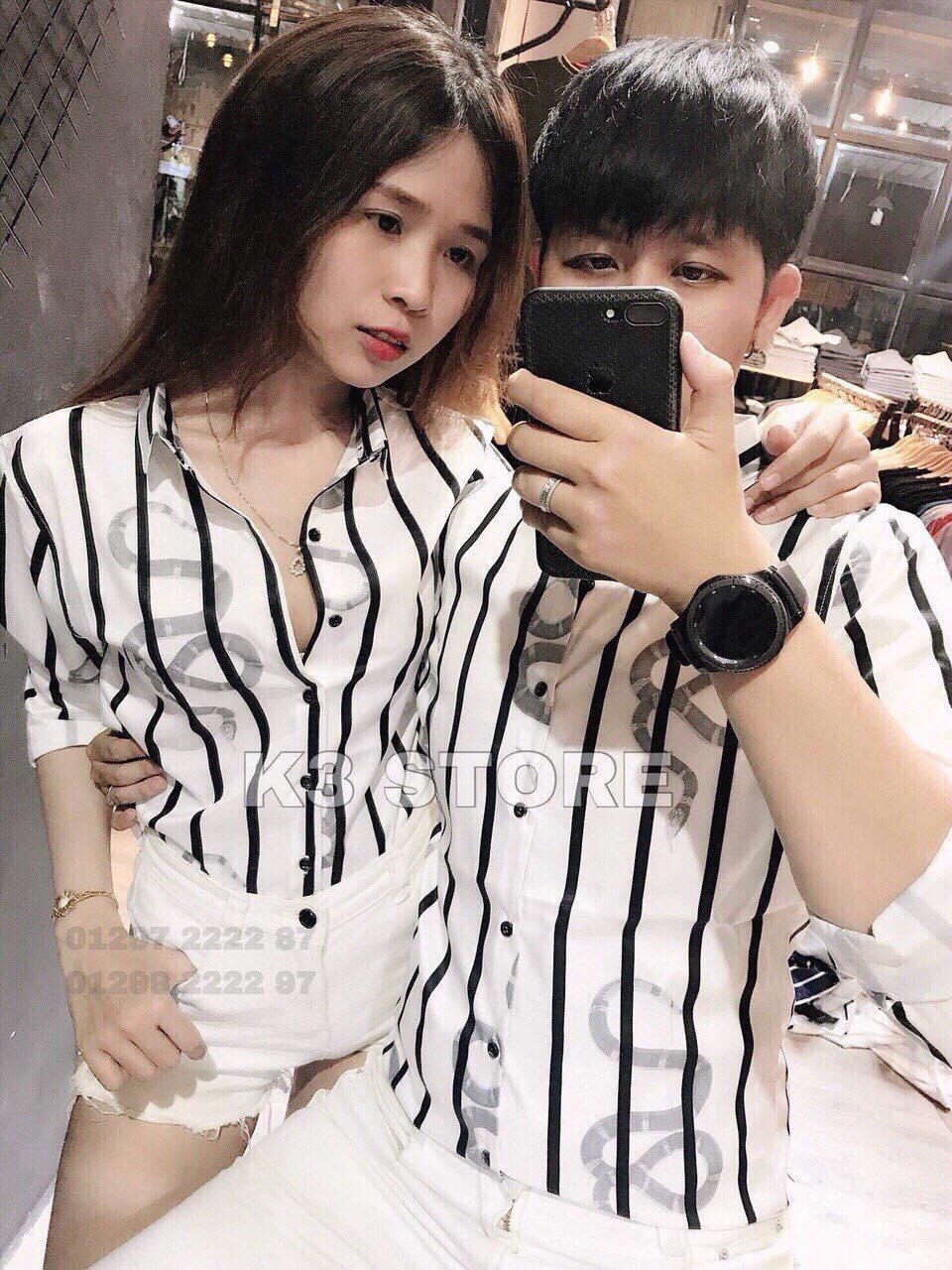 ÁO SƠ MI NAM NỮ SỌC ĐEN BODY CHÂU Á TYNAFASHION SN007