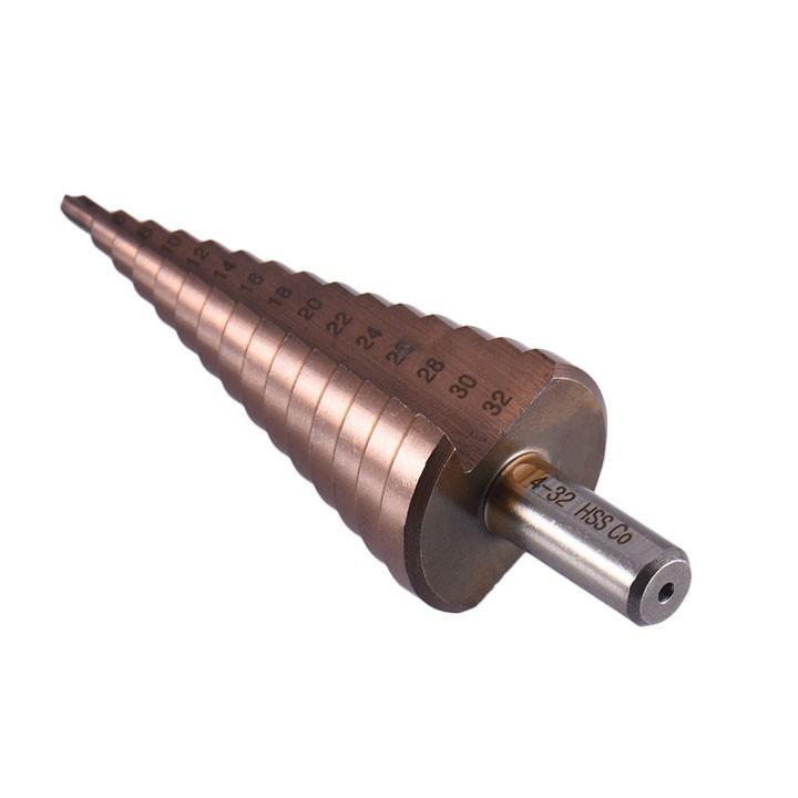 Mũi khoan bước tháp hss coban m35 4-32mm khoan inox,sắt,thép trục 10mm