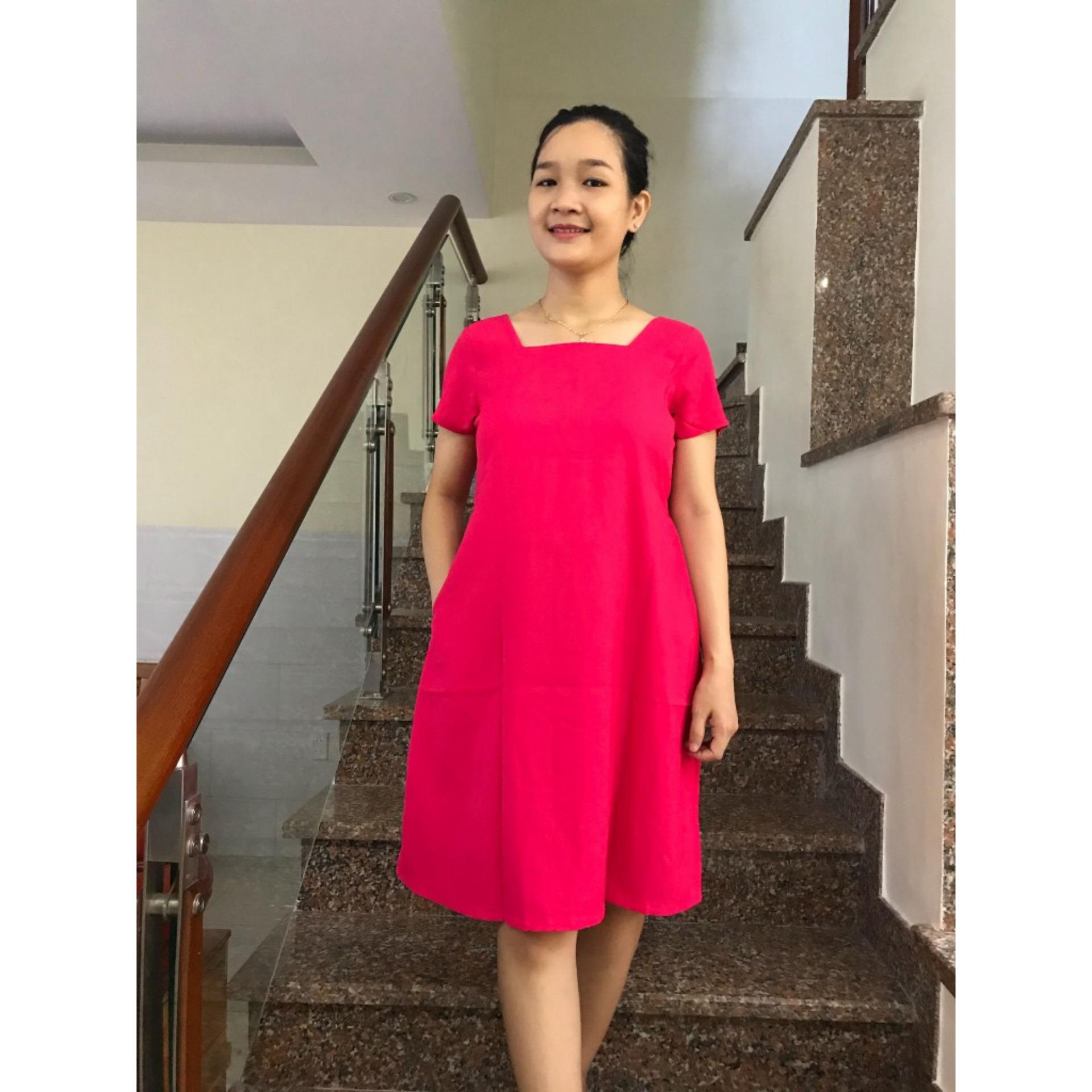 Đầm bầu cổ vuông 2 cách mặc
