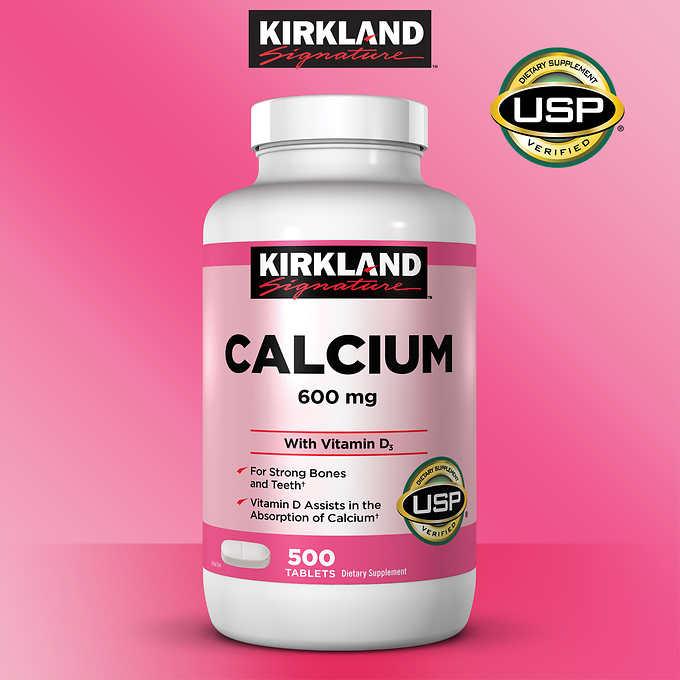 Viên uống bổ sung canxi Kirkland Signature Calcium 600mg + D3 500 viên