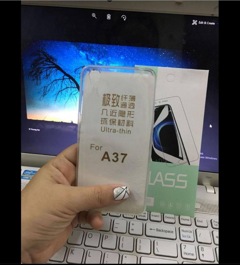 Ốp lưng dẻo silicon cao cấp cho Oppo A37 Tặng kính cường lực