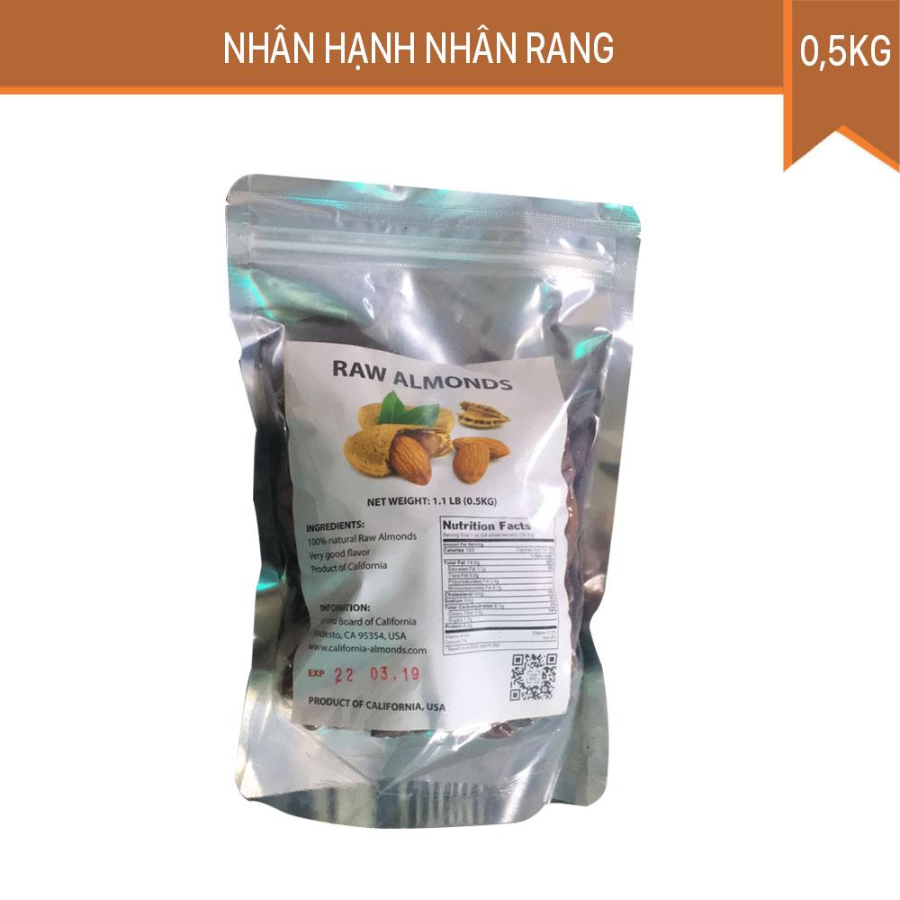 Bộ 2 gói nhân hạnh nhân rang nguyên vị california 100% mỹ 500g