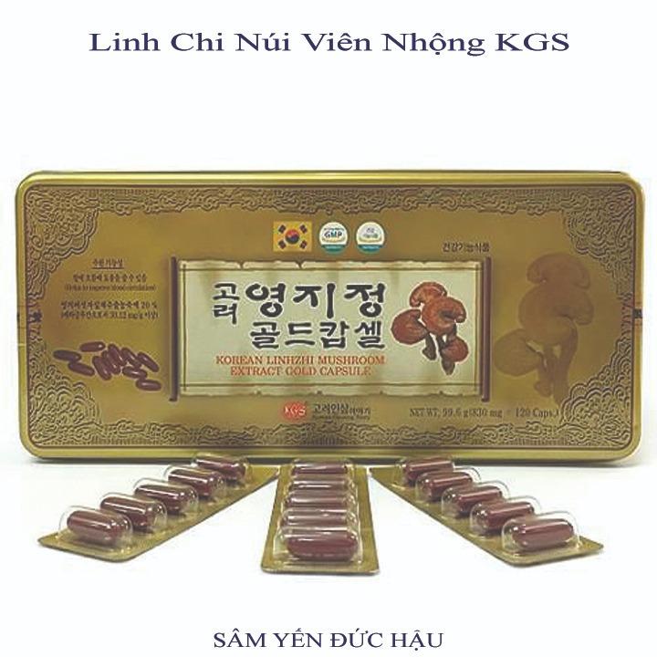 Mới 2027 Viên Linh Chi Đỏ KGS 120 Viên Hộp Thiếc chính hãng