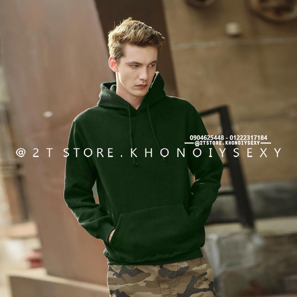 2T STORE ÁO KHOÁC HOODIE NỈ CÓ NÓN TRƠN MÀU XANH LÁ 2TAKN08001-9.jpg