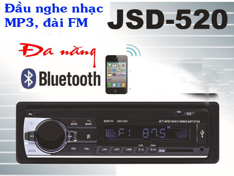 Đầu nghe nhạc MP3 Bluetooht kiêm Đài FM cho ô tô DC12V JSD-520