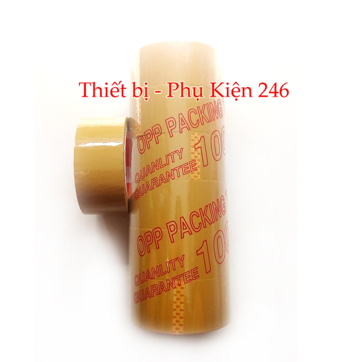 Combo 6 cuộn băng keo đục dán thùng, dài 92met, 100ya