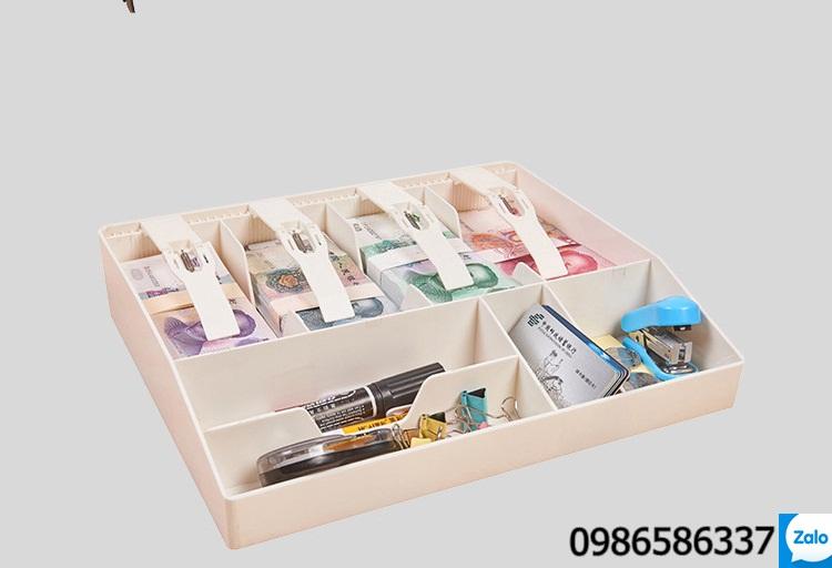 Hộp đựng tiền và văn phòng phẩm 4 ngăn khay thu ngân 4 khoang để tiền và văn phòng phẩm