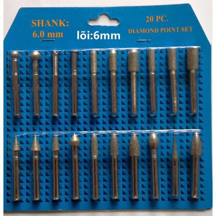 Bộ 20 mũi mài khắc đầu kim cương 120