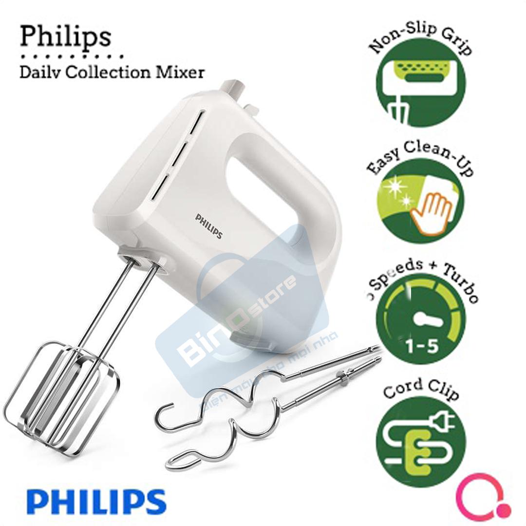 Máy đánh trứng Philips HR3705 5 tốc độ (Xám) - Hàng công ty bảo hành 2 năm + bàn chải đánh răng