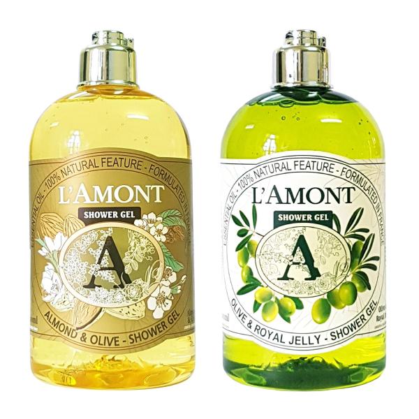 Combo Sữa Tắm Lamont En Provence Almond Blossom Shower Gel Hương hạnh nhân + Olive & Honey Shower Gel (500ml / Chai) nhập khẩu