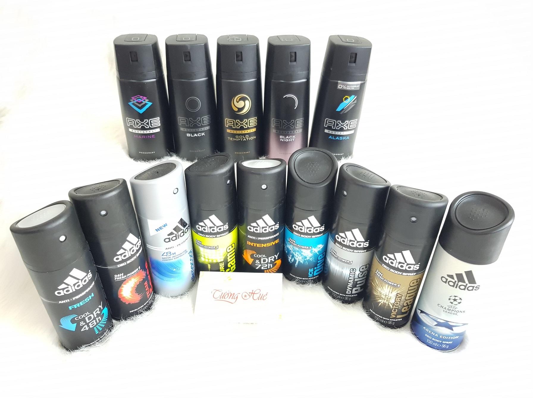 Bộ 2 Xịt Khử Mùi Toàn Thân Dành Cho Nam Axe và Adidas- 150ml x 2 ( MÙI NGẪU NHIÊN )