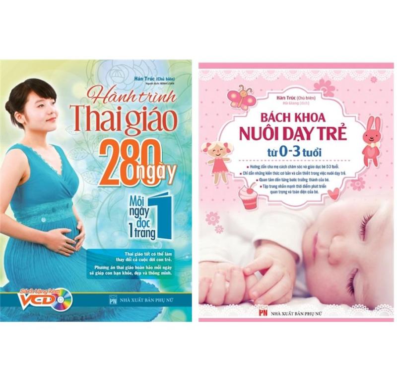 combo sách bà bầu - Hành trình Thai giáo, 280 ngày, mỗi ngày đọc một trang +Bách khoa nuôi dạy trẻ từ 0-3 tuổi