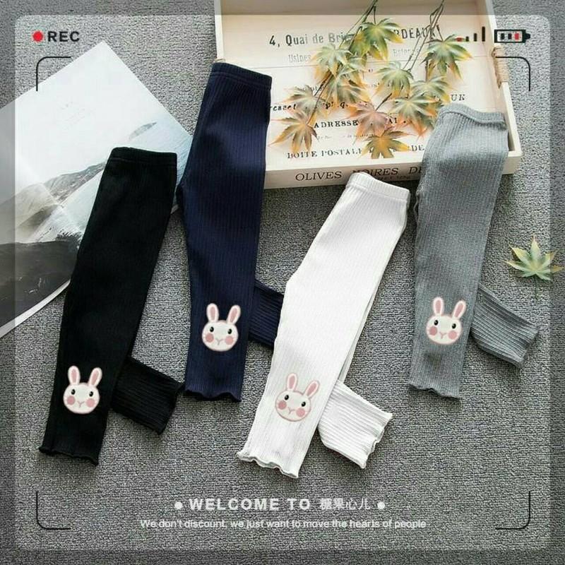Quần legging bé gái hình thỏ thun gân co giãn cực mạnh 8-40kg - hàng vnxk