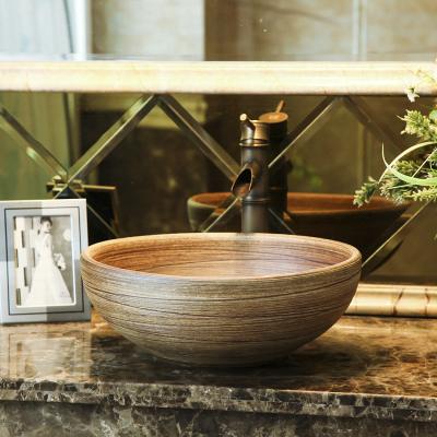 Chậu rửa lavabo gốm sứ nghệ thuật LAV0019 – Thiết kế giả gỗ độc đáo