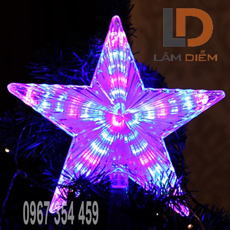 Đèn led ngôi sao  gắn đỉnh cây thông nhiều màu sắc sd