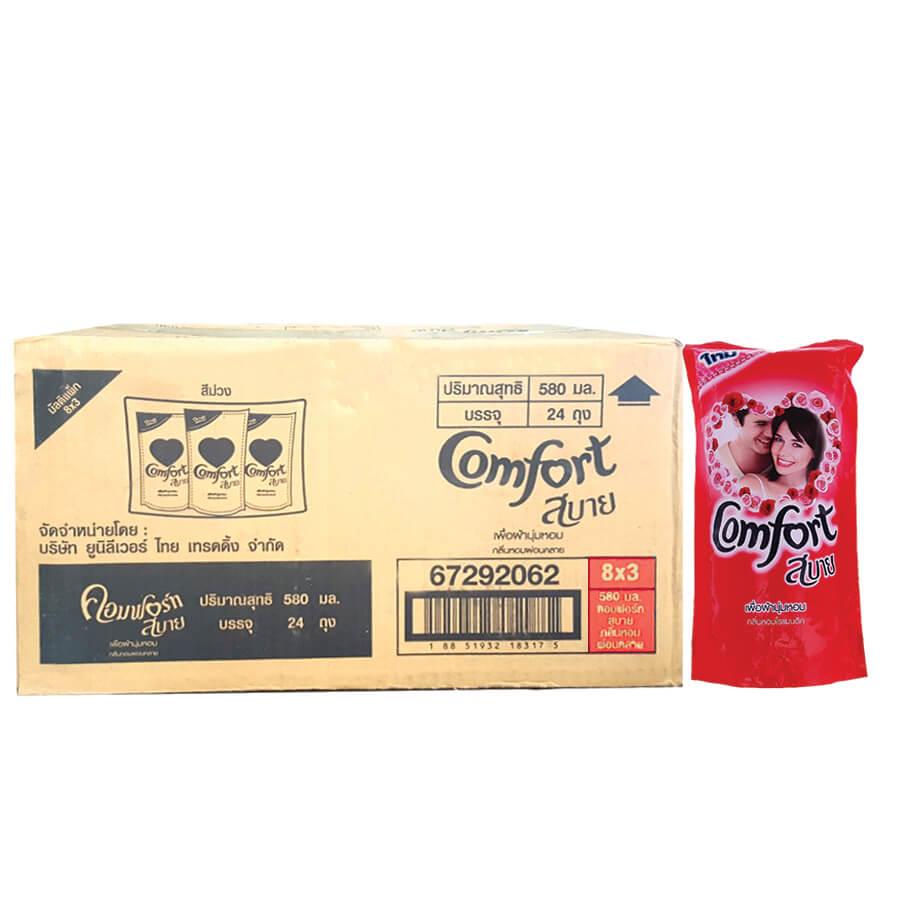 Thùng nước xả vải Comfort đỏ Thái Lan 580ml