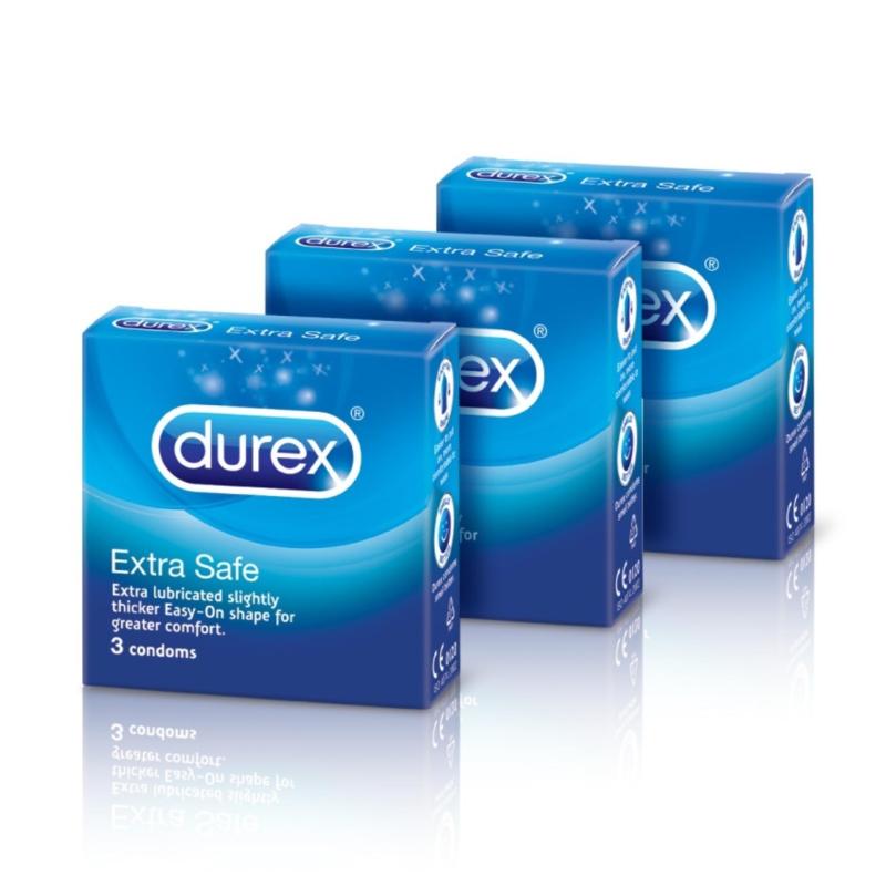 Bộ 3 hộp bao cao su Durex Extra Safe 3 bao cao cấp