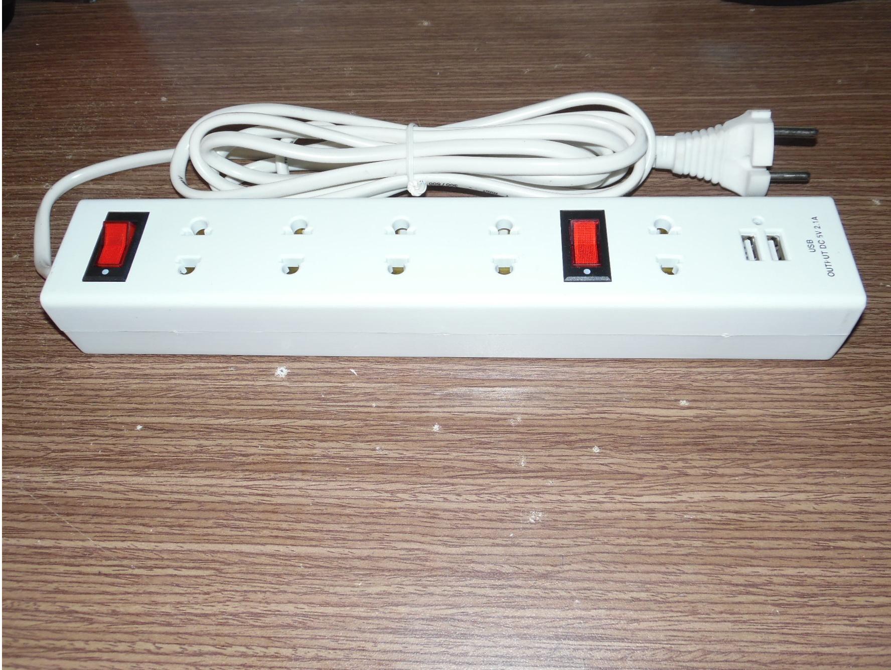 [HCM]Ổ cắm điện cao cấp Nhật Quang NQ-D6USB 2 công tắc (3m) 3000W (Trắng)