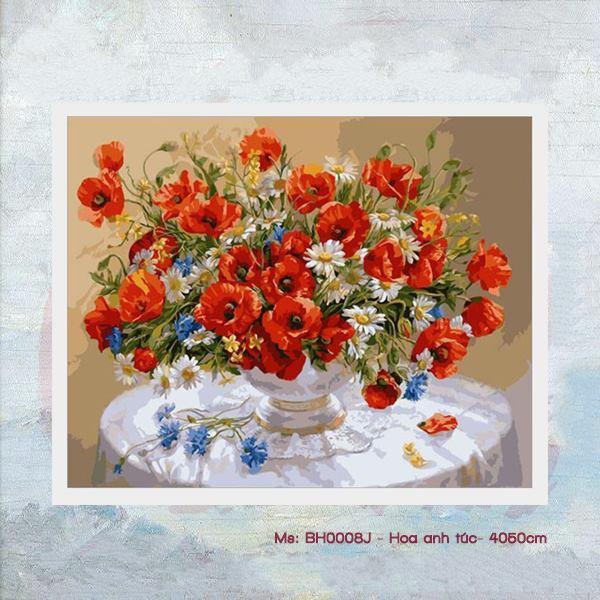 Tranh Sơn Dầu Số Hóa Tự Tô - BH0008J Poppy 4050 Có Khung