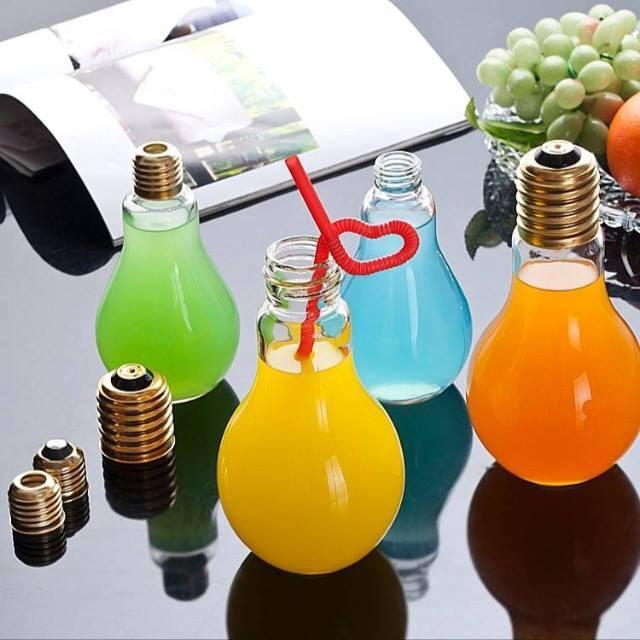 Bình thủy tinh bóng đèn 300ml nắp nhôm