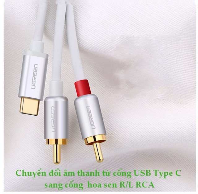 Cáp chuyển đổi USB type C sang 2 đầu hoa sen RCA cao cấp dài 0.5-3m UGREEN AV145 Cáp chuyển đổi USB type C sang 2 đầu hoa sen RCA cao cấp dài 0.5-3m UGREEN AV145