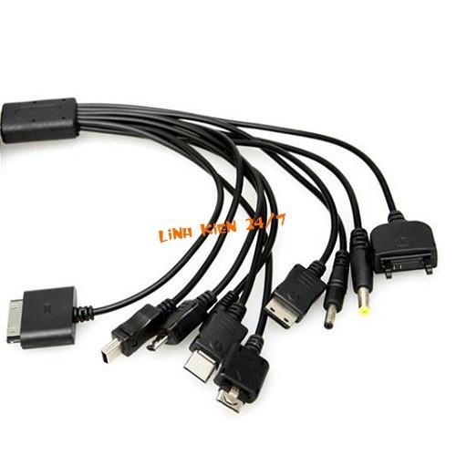 Dây cáp sạc đa năng 10 đầu cổng usb