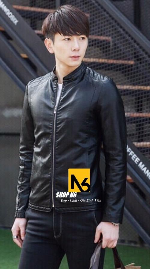 Áo Khoác Da Nam Đen Lót Lông Phối Trụ Cao Cấp - KB18