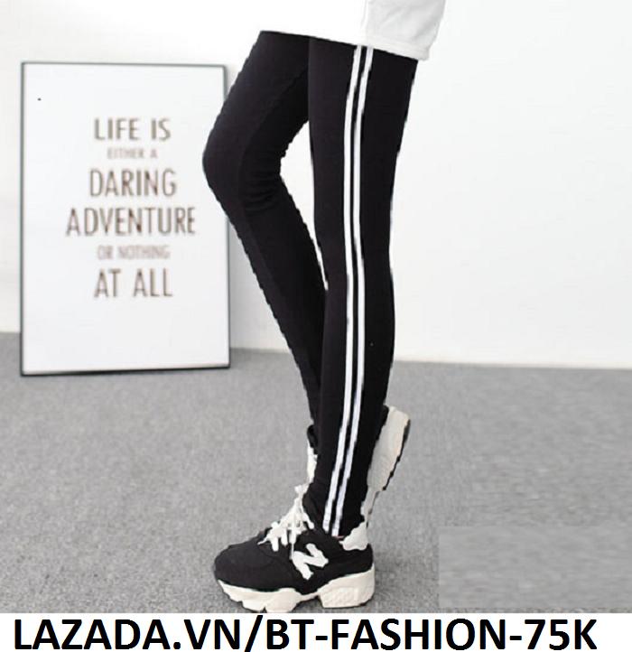 Quần Dài Nữ Thun Ôm Legging 2 Sọc Thể Thao - BT Fashion (2S-02)