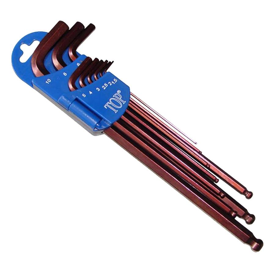 Bộ lục giác bi 9 cây 1.5 - 10mm TOP (Xi nâu) AWT-30004-BK