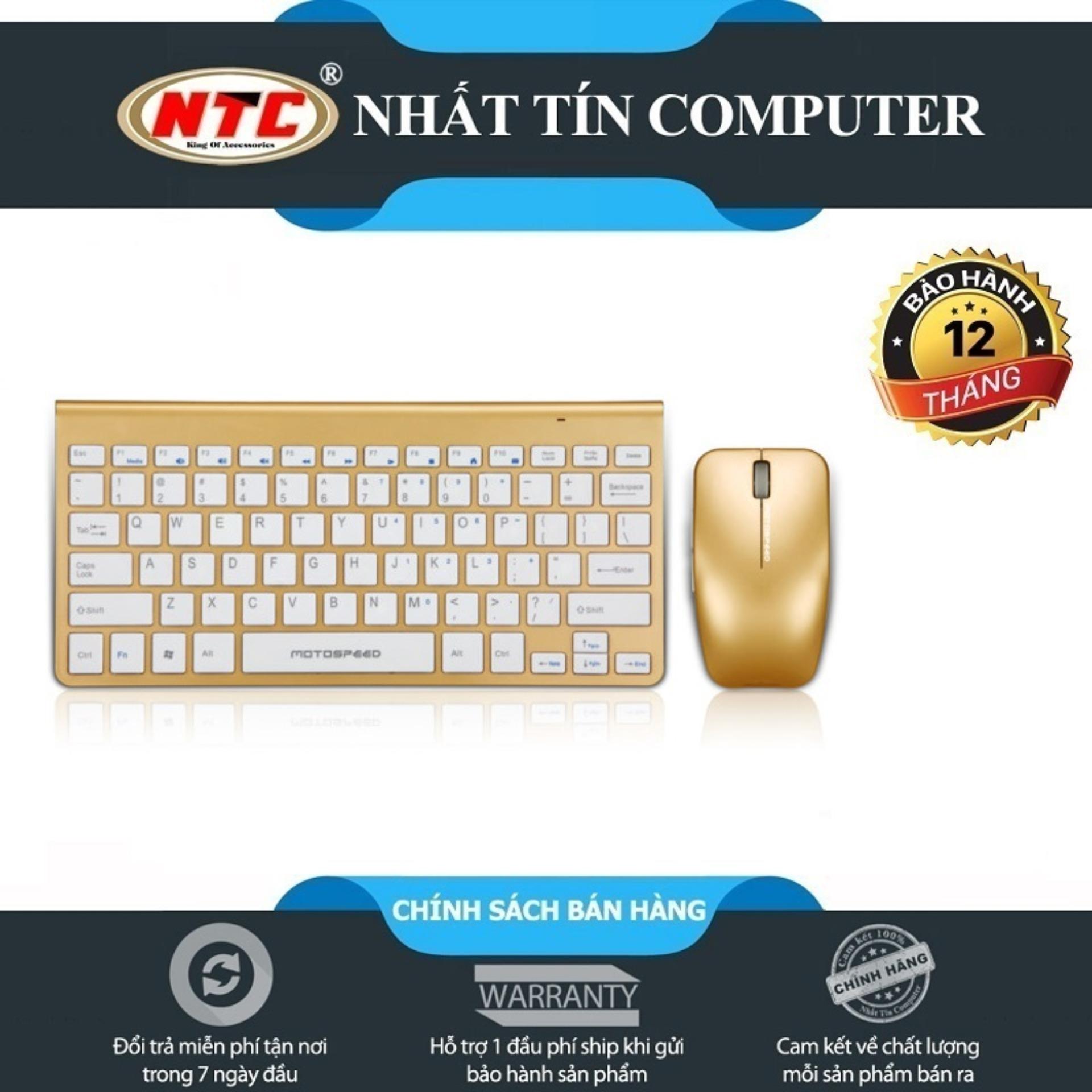 Bộ bàn phím và chuột không dây Motospeed G9800 cho PC/Tivi Box/Smart Tivi (Trắng đồng) - Hãng phân phối chính thức - Nhất Tín Computer