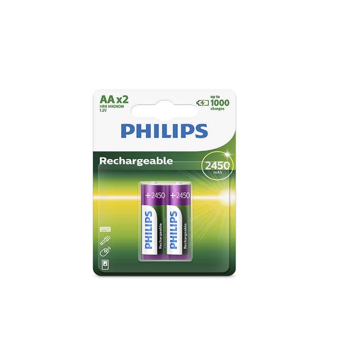 Vỉ 2 viên pin sạc aa 2450mah philips