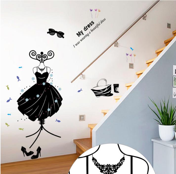 Decan dán tường ay7276-57 - thời trang đen