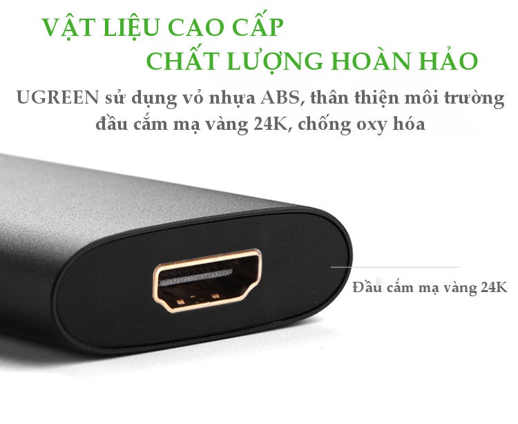 Bộ chuyển VGA đầu đực sang cổng HDMI đầu cái UGREEN MM110 Bộ chuyển VGA đầu đực sang cổng HDMI đầu cái UGREEN MM110
