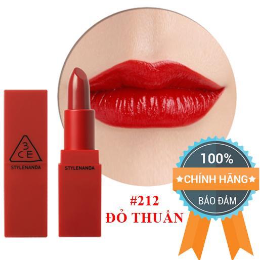 Son Lì 3CE Red Recipe Matte Lip Color #212 Moon - Màu Đỏ Thuần - Chính Hãng 100%