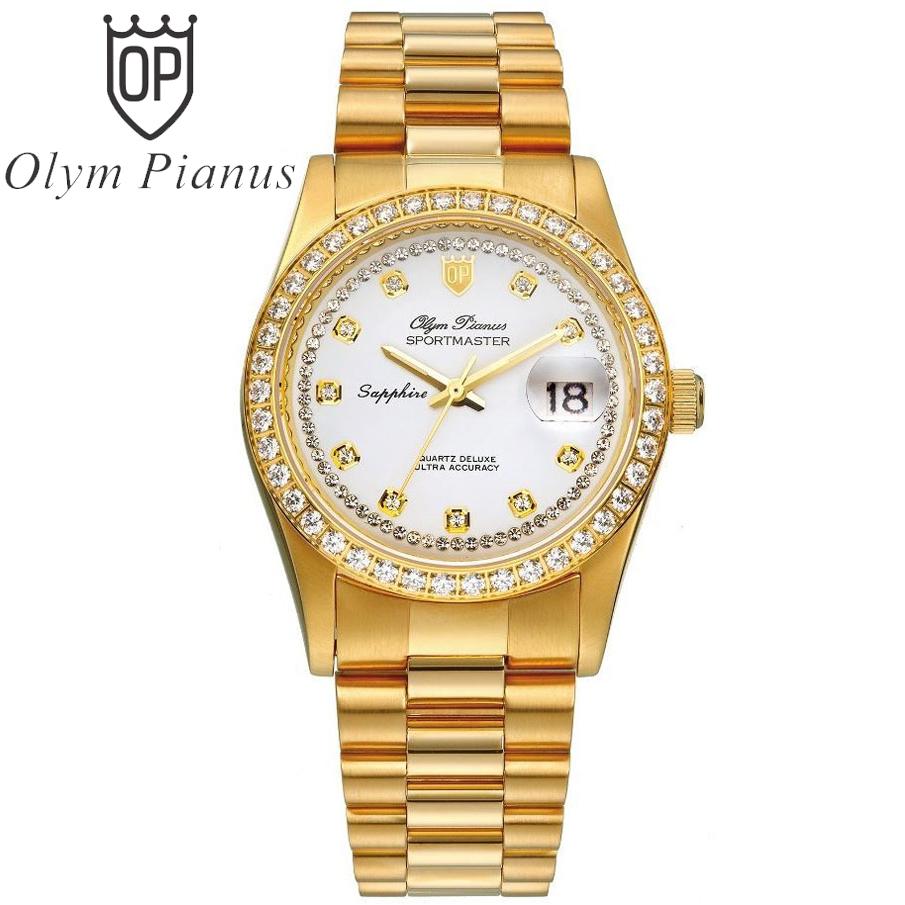 Đồng hồ nam mặt kính sapphire Olym Pianus OP89322DK trắng hạt trắng