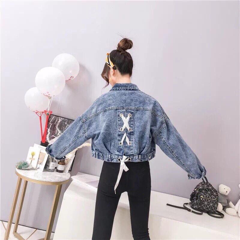 Áo khoác jean nữ xỏ dây cực cá tính