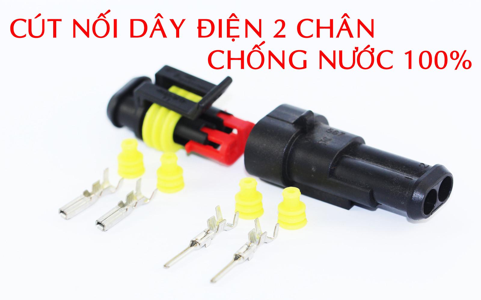 Cút nối, jack, đầu nối dây điện hai 2 chân chống nước dùng cho xe máy, xe hơi, ô tô -Waterproof Electrical Wire Connector
