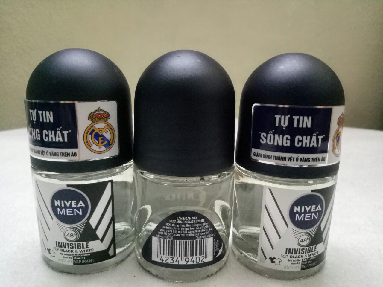Combo 3 chai lăn khử mùi nam Nivea 12ml + Tặng 5 gói dầu gội clear