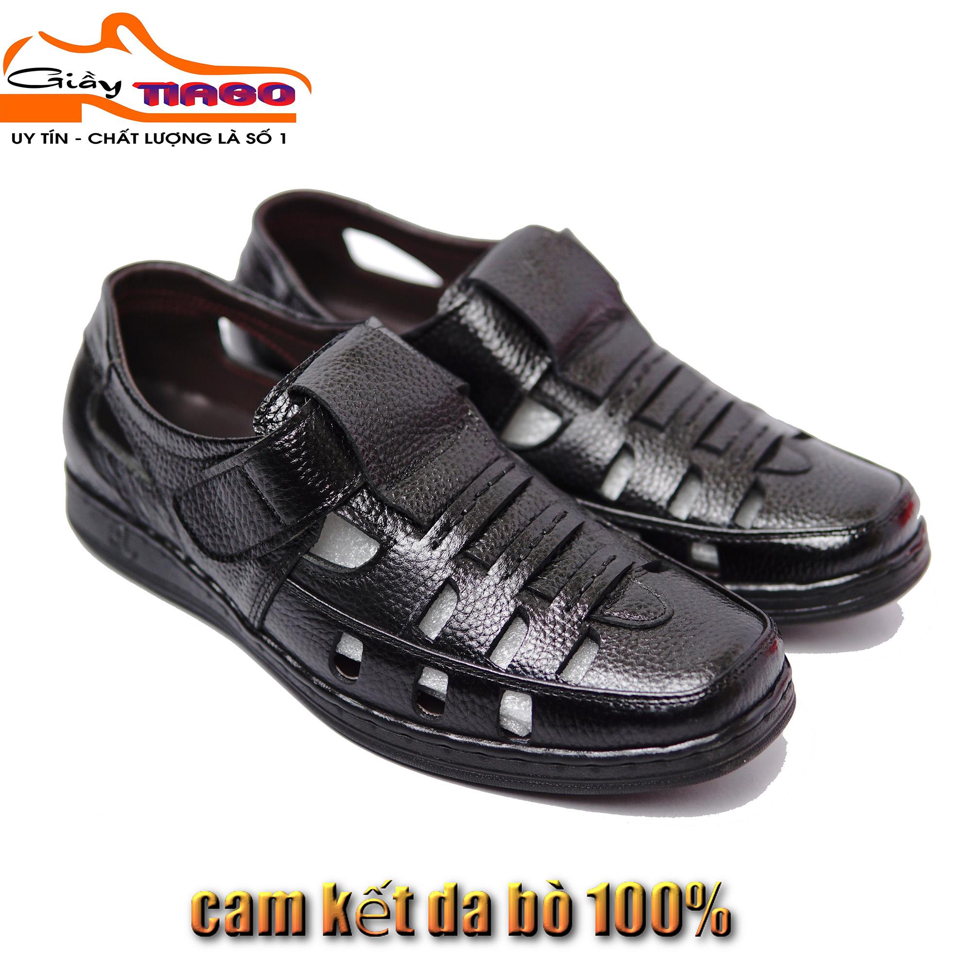  giày rọ nam da bò đen thoáng mát  hai màu đen nâu  đế cao su khâu siêu bền - bảo hành 12 tháng 