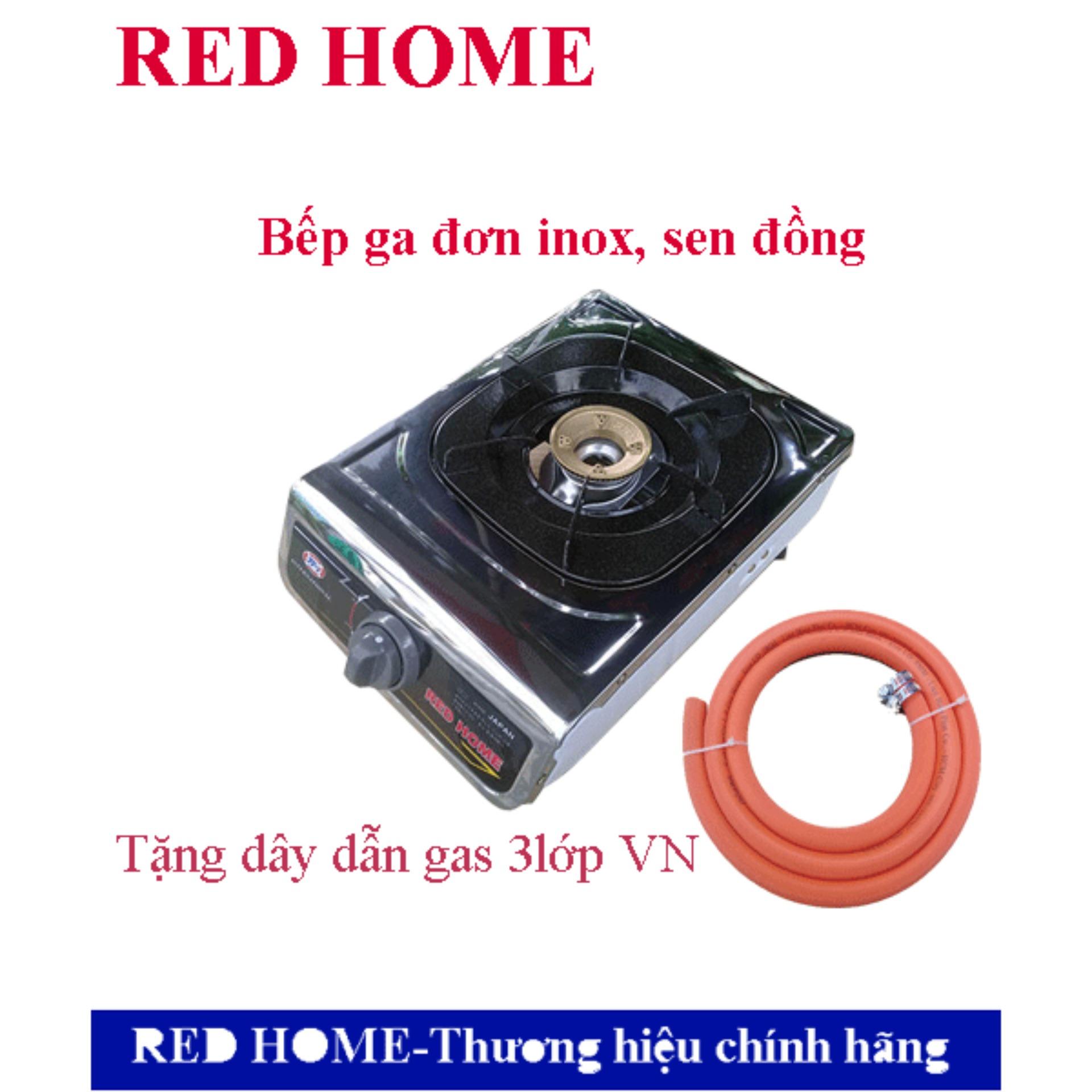Bếp ga đơn inox, sen chia lửa bằng đồng RED HOME 2080 ( Trắng )