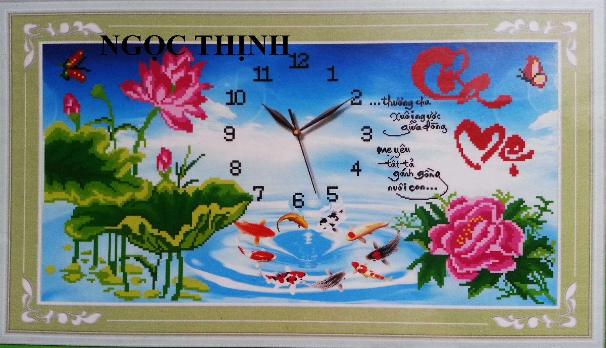 Tranh đính đá đồng hồ cha mẹ H776