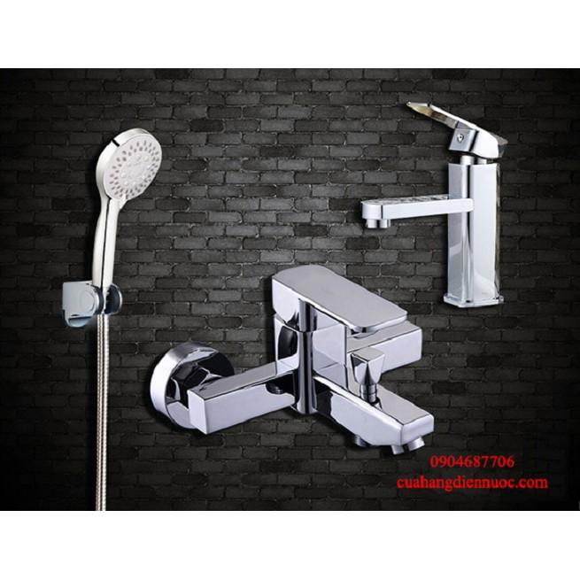 Full bộ sen tắm và vòi chậu rửa mặt Lavabo vuông cao cấp SNL902-SNL16-VHS11