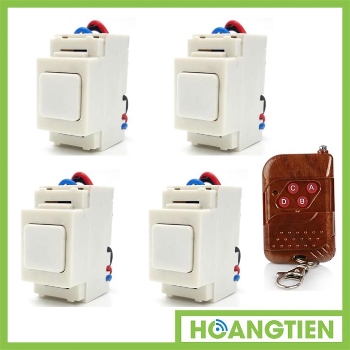 Bộ 4 công tắc điều khiển từ xa ir rf lắp mặt panasonic tpe ri02 + remote rf vỏ vân gỗ r1vg315