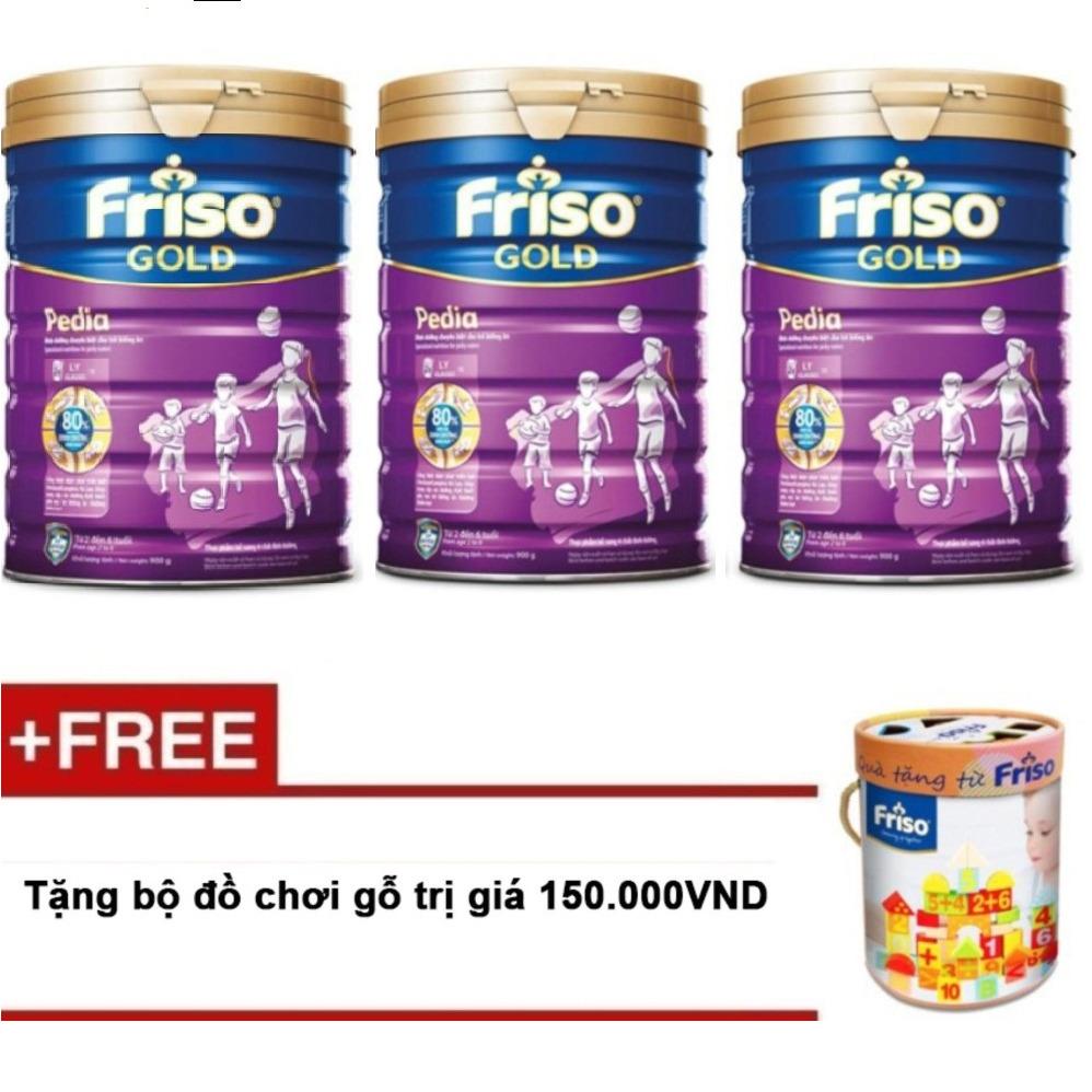 Bộ 3 sữa bột friso gold pedia 900g + tặng bộ đồ chơi gỗ trị giá 150.000vnd