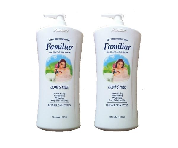 Bộ 2 Sữa tắm trắng da Familiar Tinh chất sữa dê chai 1,2lit